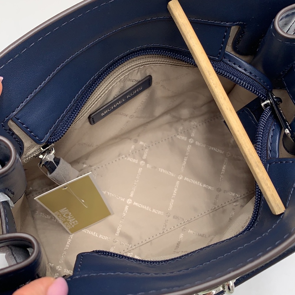 MICHAEL KORS Hamilton Small Patchwork Satchel NAVY MULTI COLOR - Picture 9 of 16